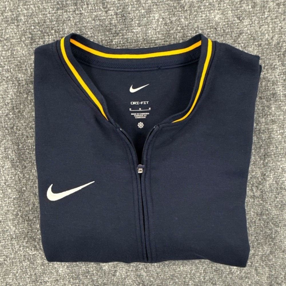 Nike Mens M Dri-FIT 1/4 Zip Pullover Navy Gold Long Sleeve Training Football